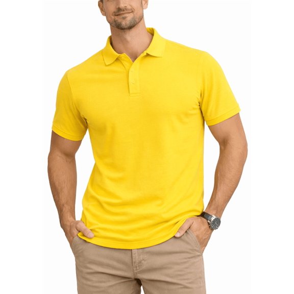Access Men's Short Sleeve Classic Uniform Pique Polo Shirt (Yellow, 5X-Large) AP21