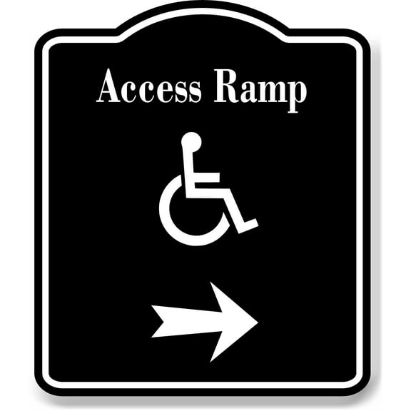 Access Ramp Handicap Right Arrow BLACK Aluminum Composite Sign