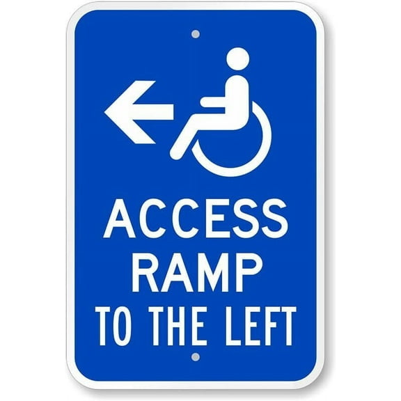 Access Ramp To The Left Handicap Weatherproof Metal Aluminum Sign Size: 8 x 12 Inch