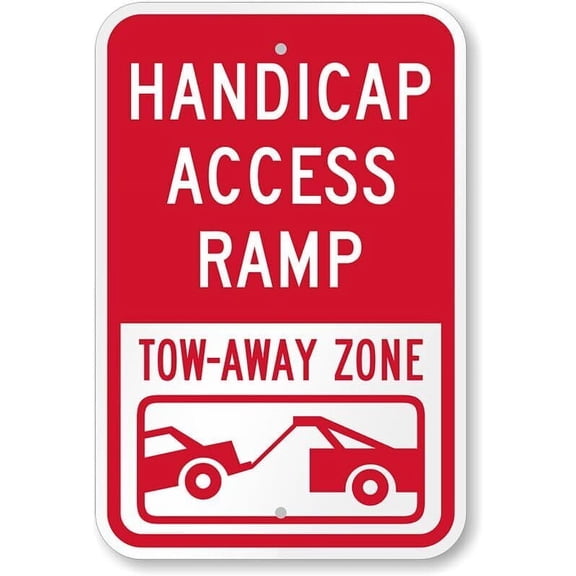 Access Ramp Tow Away Zone Handicap Weatherproof Metal Aluminum Sign Size: 8 x 12 Inch