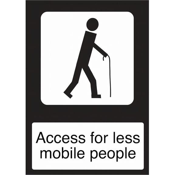 Access for Less Mobile People Sign - 8"x12" Metal Tin Sign, Industrial Commercial Series, Accessibility Safety Signage
