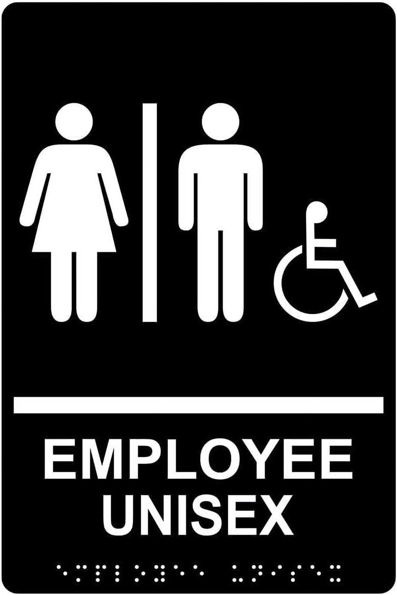 accessible employee unisex restroom sign, braille and