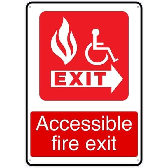 Accessible Fire Exit Retro Vintage Sign Home Bar Pub Kitchen Restaurant Wall Deocr Plaque Signs 12X8Inch