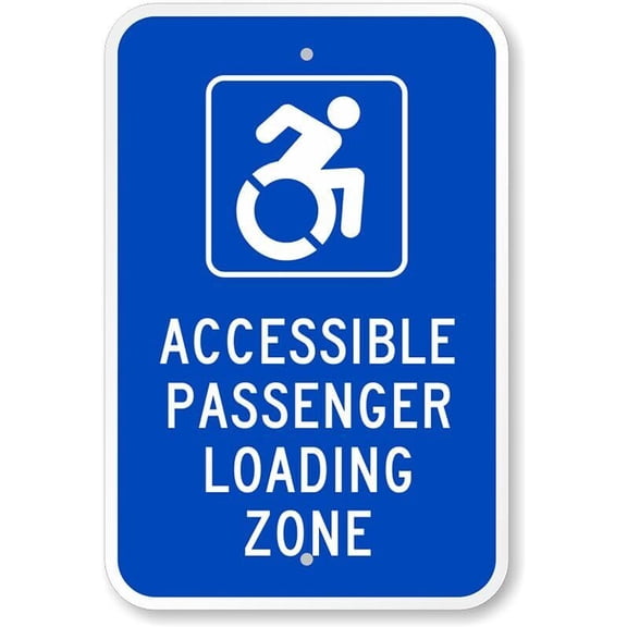 Accessible Passenger Loading Zone Weatherproof Metal Sign Size: 8 x 12 Inch