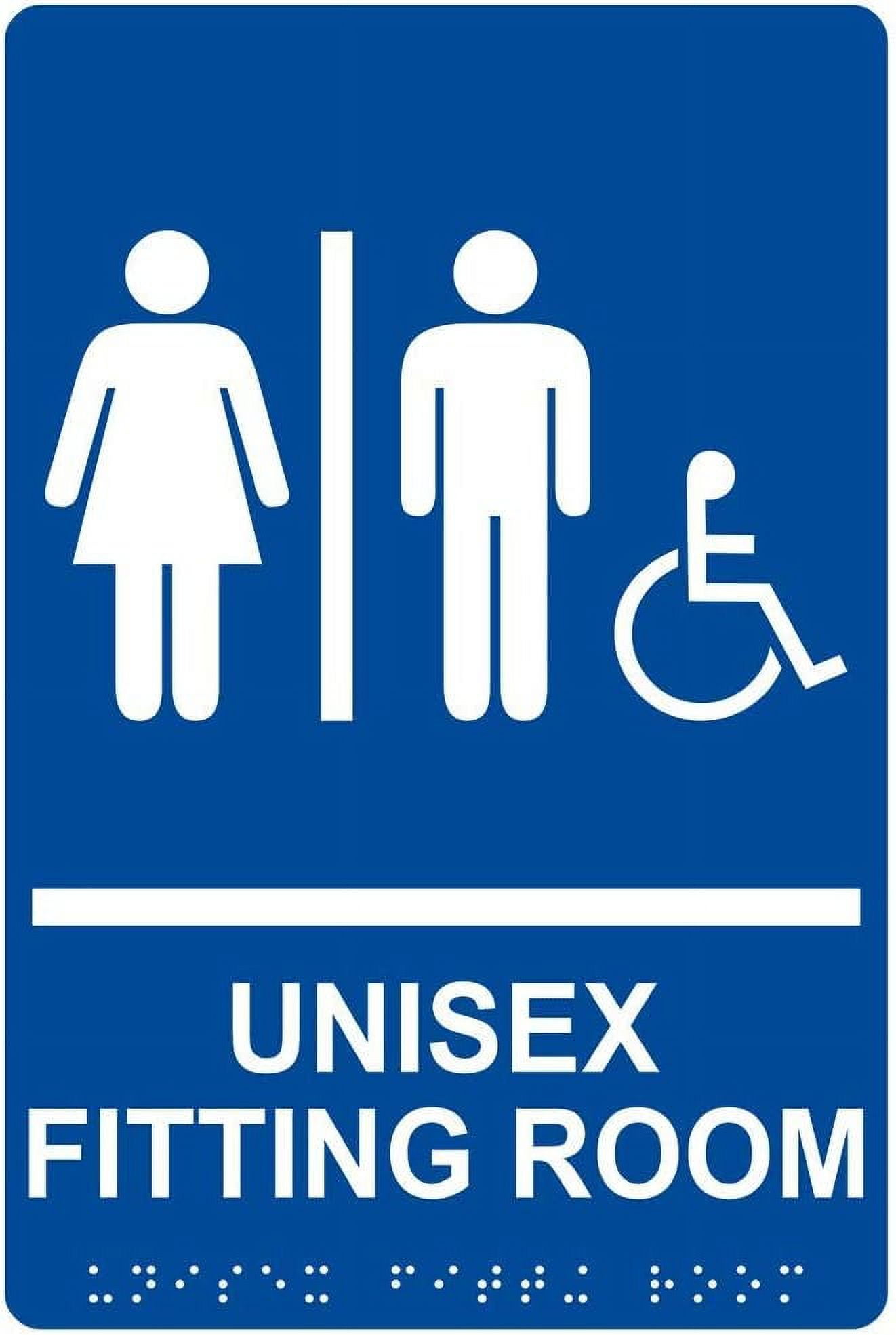 Accessible Unisex Fitting Room Sign, Braille And Raised