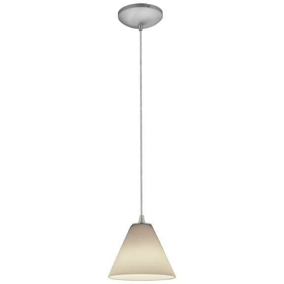 Accesslighting 28004-3C-BS-WHT Martini LED Cord WHT Glass Pendant&#44; Brushed Steel