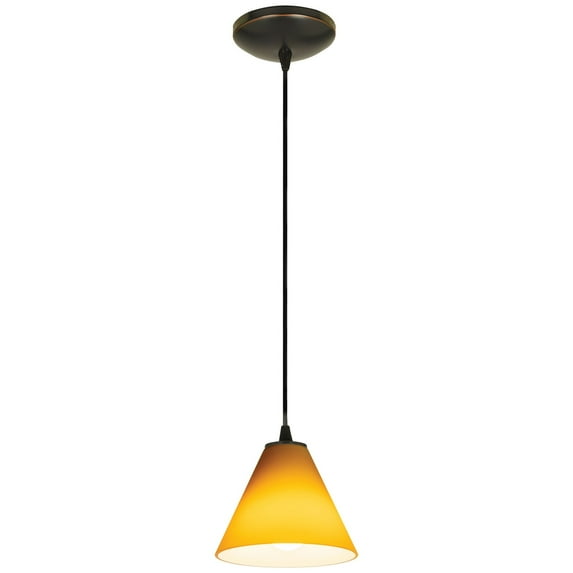 28004-3C-ORB/AMB Access Lighting Martini-11W 1 LED Cord Pendant-7 Inches Wide by 6 Inches Tall-Oil Rubbed Bronze Finish-Amber Glass Color