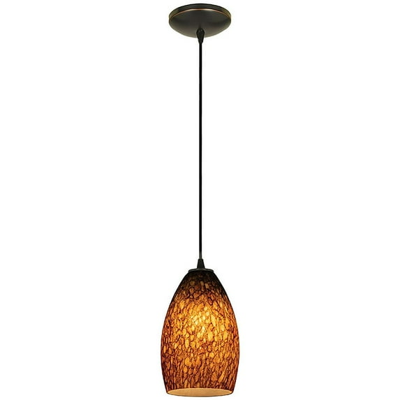 28012-3c-orb/brst Access Lighting Champagne-One Light Glass Pendant with Cord-5 Inches Wide by 9 Inches Tall-Oil Rubbed Bronze Finish-Brown Stone