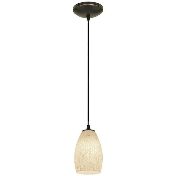 Accesslighting 28012-3C-ORB-WHST Champagne A-19 LED Cord White Stone Glass Pendant, Oil Rubbed Bronze
