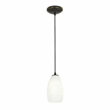 Accesslighting 28012-3C-ORB-WHST Champagne A-19 LED Cord White Stone Glass Pendant, Oil Rubbed Bronze