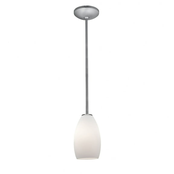 28012-3R-BS/OPL Access Lighting Champagne-One Light Glass Pendant with Rod-5 Inches Wide by 9 Inches Tall-Brushed Steel Finish-Opal Glass Color-LED