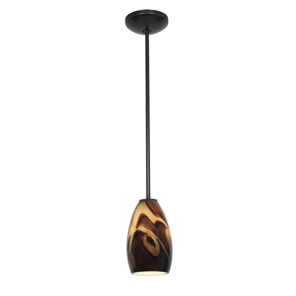 Accesslighting 28012-3R-ORB-ICA Champagne LED Rod Inca Glass Pendant, Oil Rubbed Bronze