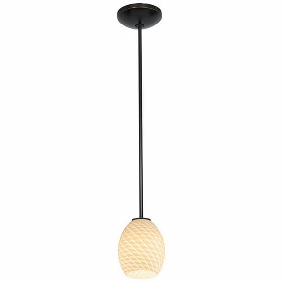 28023-3R-ORB/WHTFB-Access Lighting-Brandy FireBird-One Light Glass Pendant with Rod-6 Inches Wide by 9 Inches Tall-Oil Rubbed Bronze Finish-White