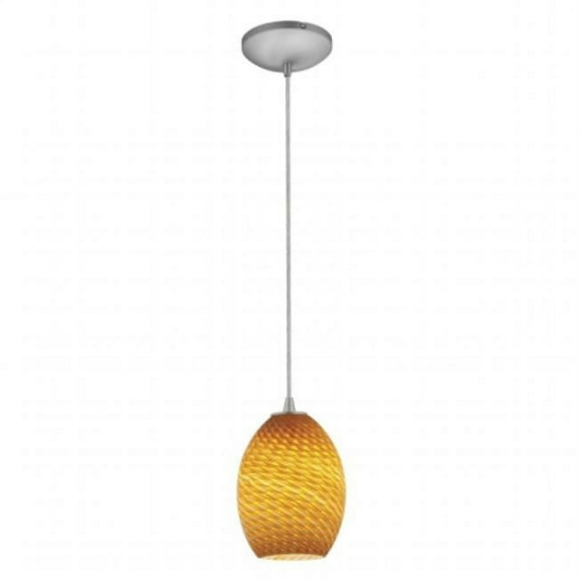 Accesslighting 28023-4C-BS-ASKY Brandy FireBird Cord Amber Sky Glass Pendant, Brushed Steel
