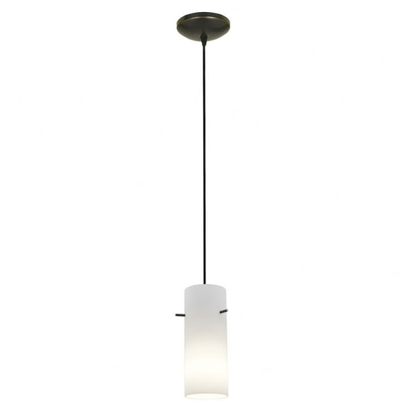 28030-3C-ORB/OPL Access Lighting Cylinder-1 Glass Pendant with Cord-4 Inches Wide by 10 Inches Tall-Oil Rubbed Bronze Finish-Opal Glass Color-LED