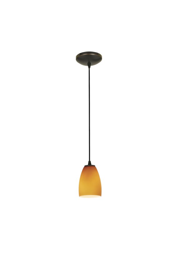 Accesslighting 28069-3C-ORB-AMB Sherry Cord Amber Glass Pendant- Oil Rubbed Bronze