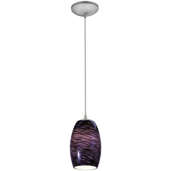Accesslighting 28078-3C-BS-PLC Chianti A-19 LED Cord Purple Cloud Glass Pendant- Brushed Steel