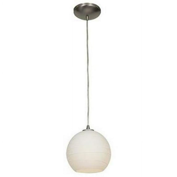 Accesslighting 28087-3C-BS-WHTLN Japanese Lantern Cord White Lined Glass Pendant- Brushed Steel - Small