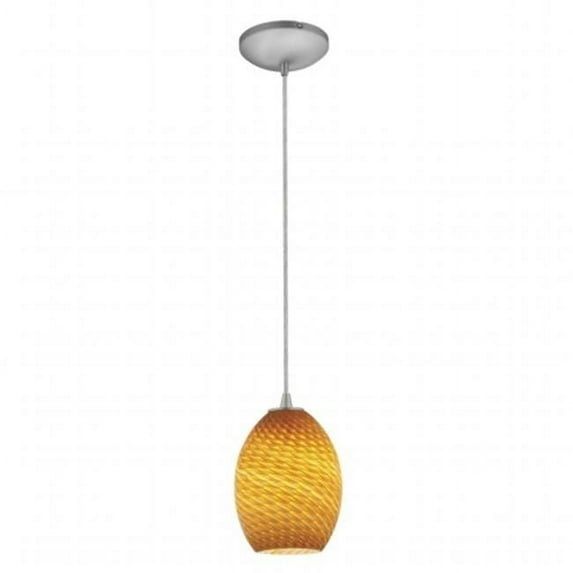 Accesslighting 28023-4C-BS-AMBFB Brandy FireBird Cord Amber Firebird Glass Pendant- Brushed Steel