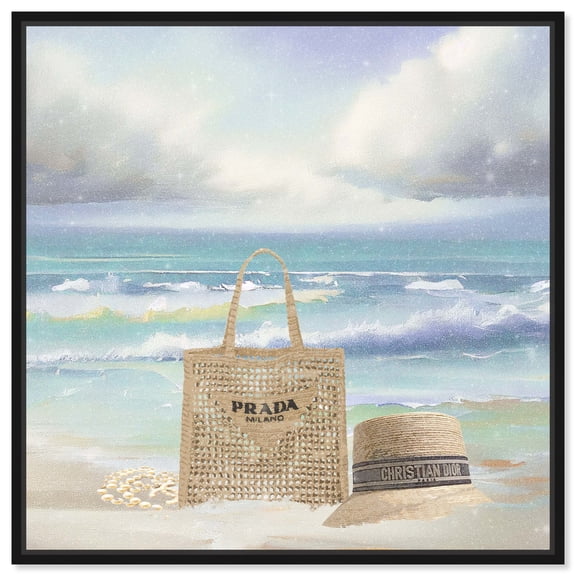 Accessories At Sea Chic Coastal Canvas Wall Art by Art Remedy, Black Floater Frame, 12"x12"