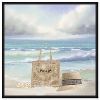 Accessories At Sea Chic Coastal Canvas Wall Art by Art Remedy, Black Floater Frame, 12"x12"