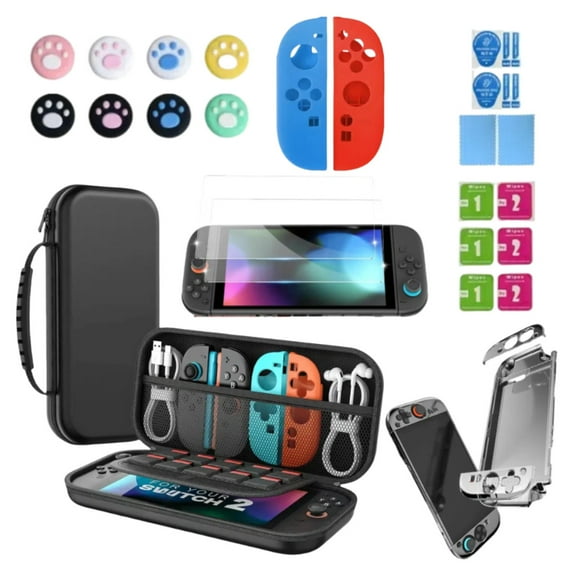 Accessories Bundle for Nintendo Switch 2 (2025), Gift Kit with Carrying Case, Dockable Protective Cover, HD Screen Protector, Silicone Anti-Slip Joy-Con Skins & More for Switch Next Gen 2025