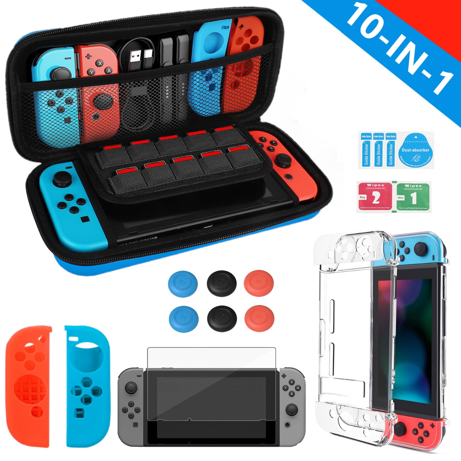Accessories Bundle for Nintendo Switch, EEEkit 13 in 1 Carrying Case