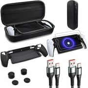 Accessories Bundle for PS Portal, EVA Carrying Case for PS Portal with Silicone Protective Cover + 4pcs Stick Caps + 2 Pack Screen Protector + 2Pcs USB C Cable for PS Portal Accessories