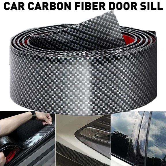Accessories Carbon Fiber Car Door Plate Sill Scuff Cover Anti Scratch Sticker 2M