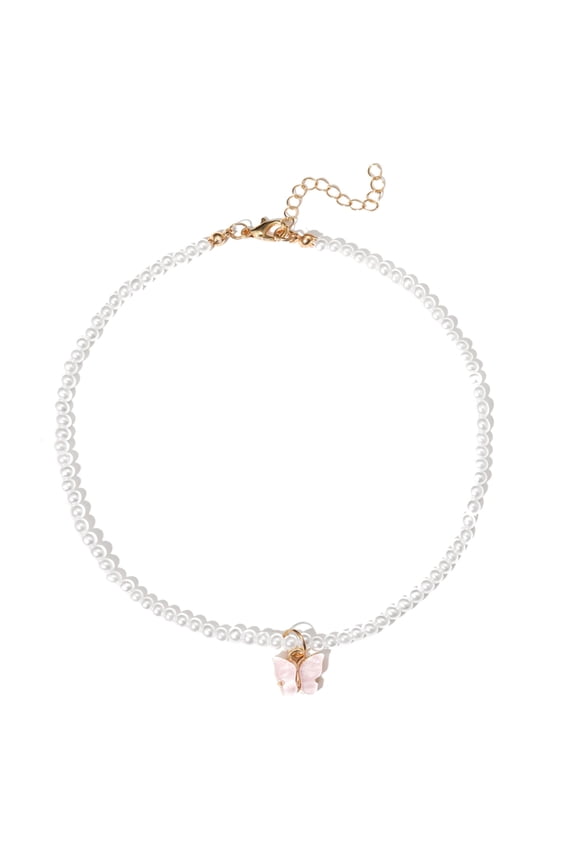Accessories Fashion Butterfly Pendant Necklace Egirl Sweet Cool Pearls Bead Clavicle Chain Aesthetic Jewelry