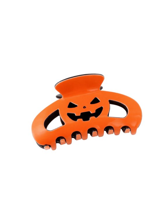 Accessories, Halloween Gift Holiday Gift for Her, Orange Pumpkin Claw Clip Hollow Out Design, Jack O Lantern Large Claw for Thick, Sturdy Claw Clip Construction That Offers Secure