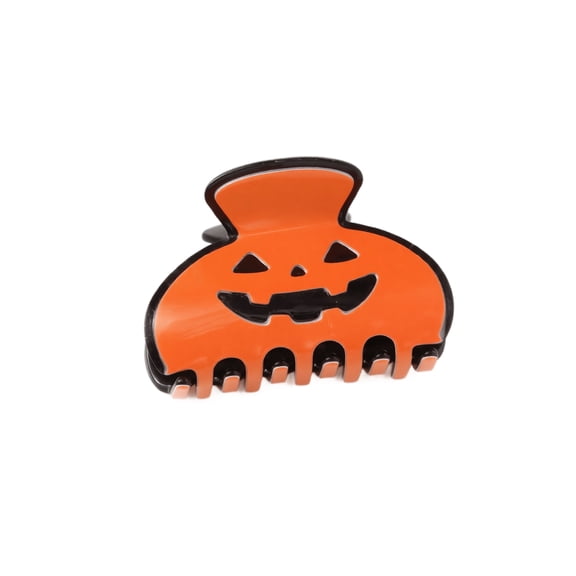 Accessories, Halloween Pumpkin Claw Clip, Hollow Out Carved Pumpkin Face Design, 2.5 Inch Jack O Lantern Claw Clip, Acetate Material Spooky Claw Clip Fits Thick and Long for All