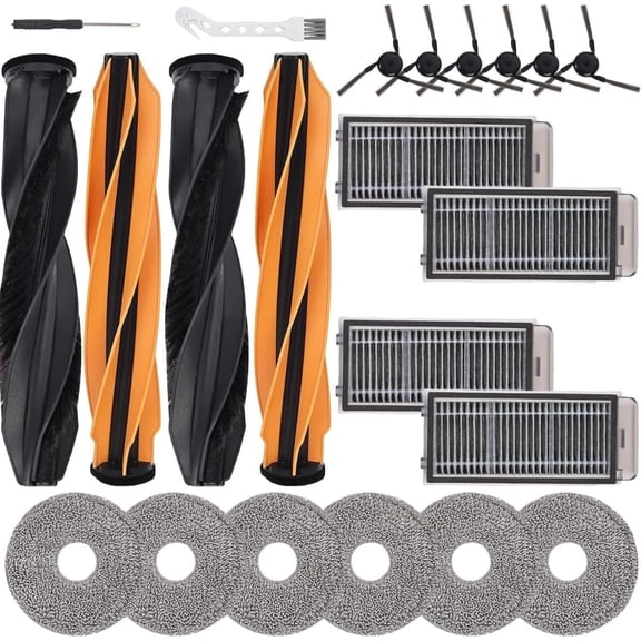 Accessories Kit Compatible with Dreame X50 Ultra Complete, L50 Pro Ultra, L40s Master, Mova V50 Ultra, 4 Main Brushes, 6 Mop Cloths, 4 Filters, 6 Side Brushes