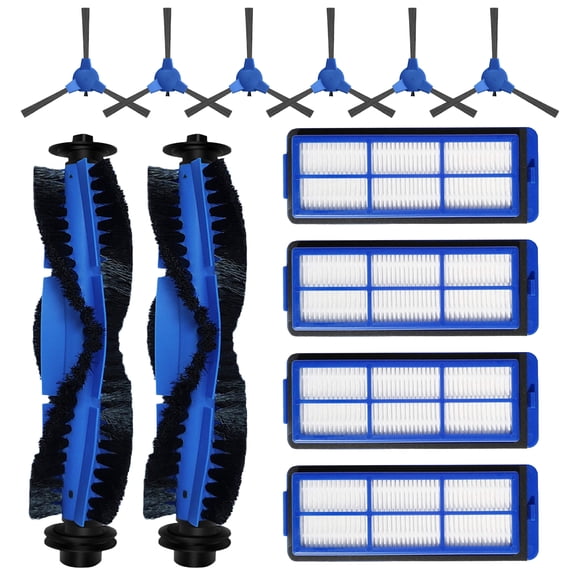 Accessories Kit for Eufy 11S Max, 15C Max, 30C Max,39C Max,G30 Edge, G30 Hybrid【Not for Eufy 11S】Vacuum Cleaner, 2 Main Brush Roller, 4 Filters, 6 Side Brush, 12 Pack Replacement Parts