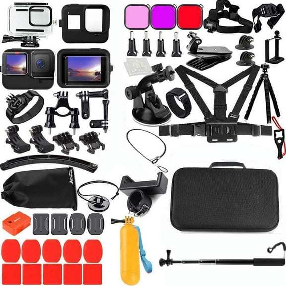 Accessories Kit for Gopro Hero 12 11 10 9 Black Waterproof Housing Silicone Case with Glass Screen Protector Bundle for Go pro Gopro12 Gopro11 Gopro10 Hero12 Hero11 Hero10 Sport Camera