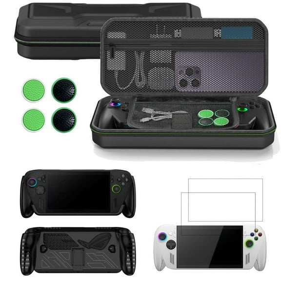 Accessories Kit for ROG XBOX Ally X/Ally - included Portable Hard Carrying Case Travel Bag with TPU Protective Cover Case and 2 Pack Tempered Glass Screen Protector, 4 Thumb Grip Caps