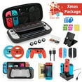 thumbnail image 1 of Accessories Kit for Nintendo Switch Games Bundle Wheel Grip Caps Carrying Case Screen Protector Controller Charger (23 In 1), 1 of 8