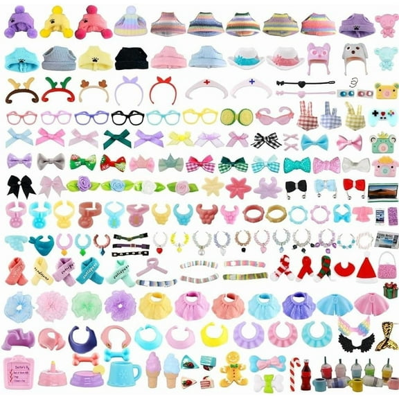 Accessories Lot for lps Toys, Random 15 pcs Hat Scarf Handband Clothes Bow Skirt Dress Glasses Wings Collar Necklace Outfit for LPS Cat Collie Cocker Spaniel Great Dane Toy Figure Pet
