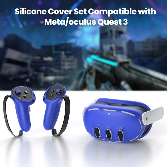 JMIANeodark VR Accessory Set with Face Cover for Meta Quest 3, Blue, 13 Piece