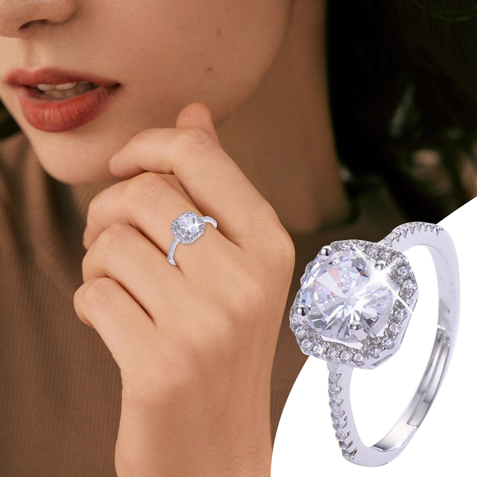 Accessories MustHave！ under to 5，Niahfd Couple Ring Opening Diamond