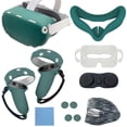 thumbnail image 1 of Accessories For Oculus Quest 2, [2023 Upgraded] VR Silicone face Cover, Quest 2 Touch Controller Grip Cover, Protective Lens Cover, Disposable Eye Cover, Thumb Button Cap, Green, 1 of 7