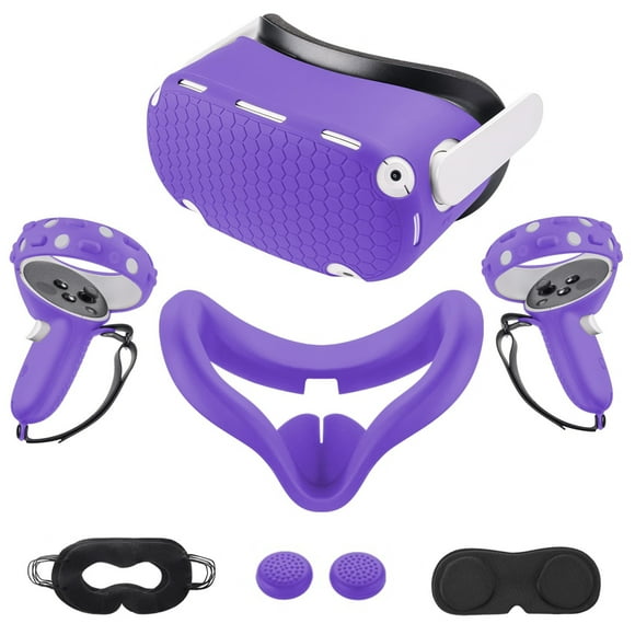 Accessories for Oculus Quest 2, JMIANeodark Purple Silicone Face Cover for Oculus Quest 2, VR Shell Cover, Protective Lens Cover,Touch Controller Grip Cover, Disposable Eye Cover, Protect VR Sets