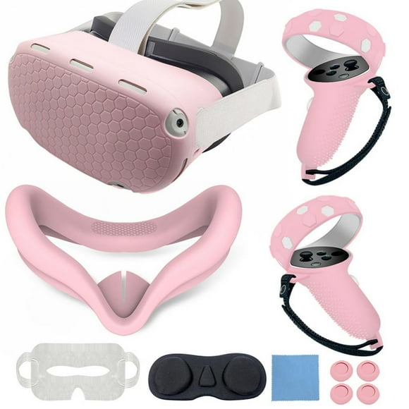 Accessories for Oculus Quest 2, Touch Controller Grip Cover, Front Face Protector Cover, Silicone Face Cover with Lens Protective Cover, Thumb Button Cap