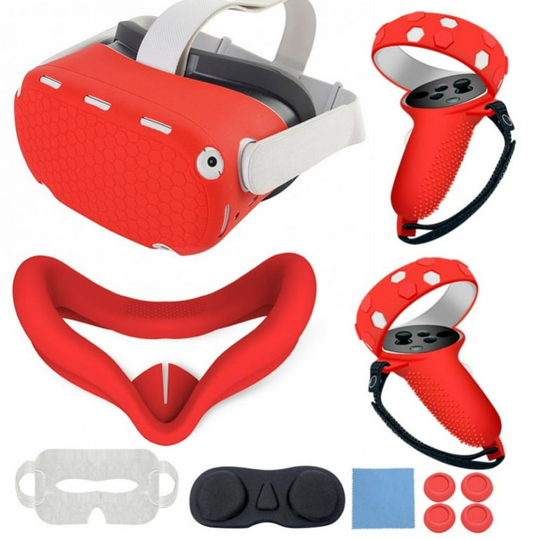 Accessories for Oculus Quest 2 Touch Controller Grip Cover Front Face Protector Cover Silicone Face Cover with Lens Protective Cover Thumb Button