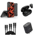 thumbnail image 1 of Accessories for Samsung Galaxy A54 5G - Belt Holster Kickstand Rugged Case (Red Camo), Wireless Earbuds, UL Listed USB-C PD Wall Charger, 3-Pack of USB Cables (3ft, 6ft, 10ft), 1 of 6