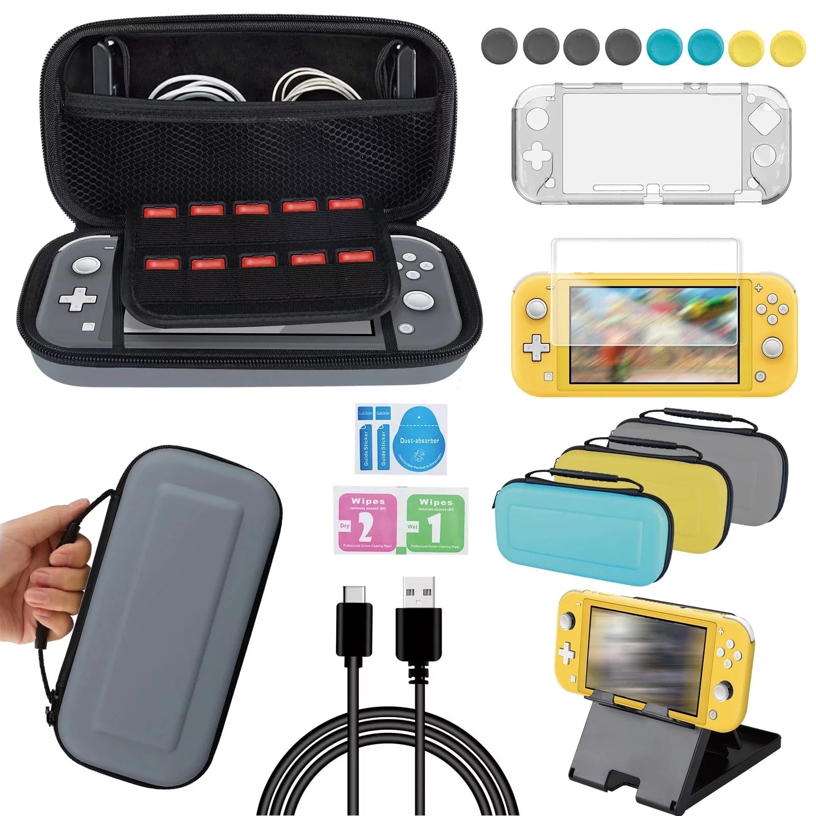 Accessories Set for Nintendo Switch Lite, 9in1 Accessories Kit Fit