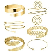 YILLMSN 6 Pcs Arm Bracelets for Women Upper Arm Bands Armband Armlet Bangle Adjustable Gold Arm Bracelet Set