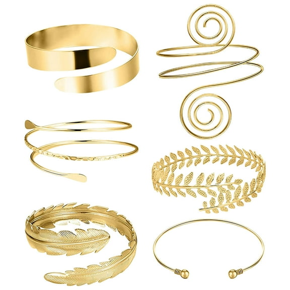 Accessories Simple Metal Armband Set Female European American Leaf Geometric Spiral Arm Bracelet Can Be Adjusted GLOD