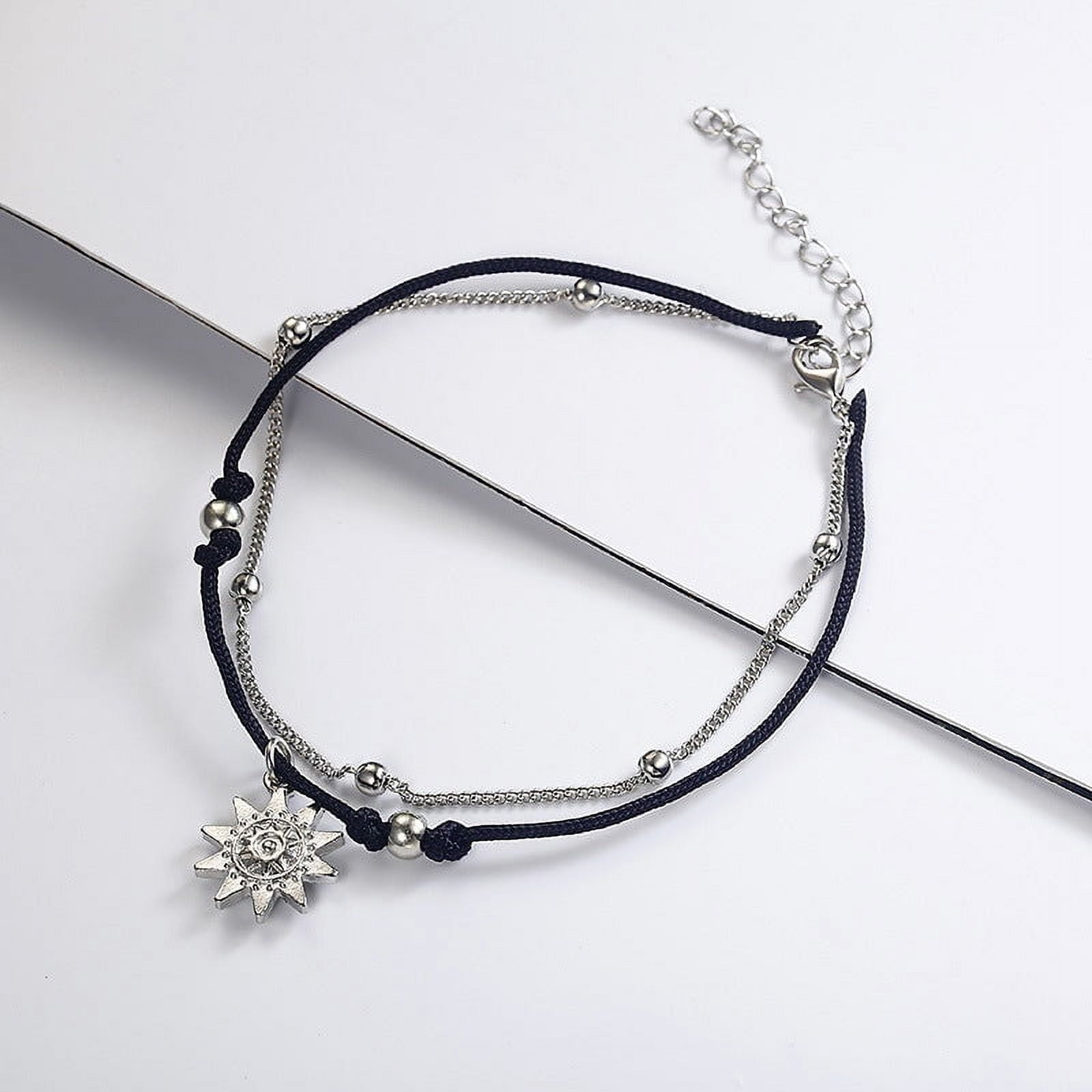 Womens Anklet Simple Geometric Ankle Bracelet Electroplated Rope Anklet Sun Design Fashion Jewelry Beach Foot Chain