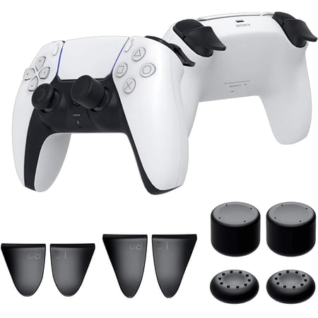 Accessories Trigger Kit for PS5 DualSense Wireless Controller, Anti Slip Silicone Analog Stick Thumb Grips Set with L2 R2 Trigger Extenders for Playstation 5 Controller